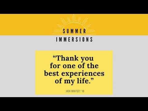 Applications due for Summer Immersions