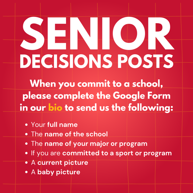 Senior Decisions Posts: when you commit to a school please complete the Google Form in our bio