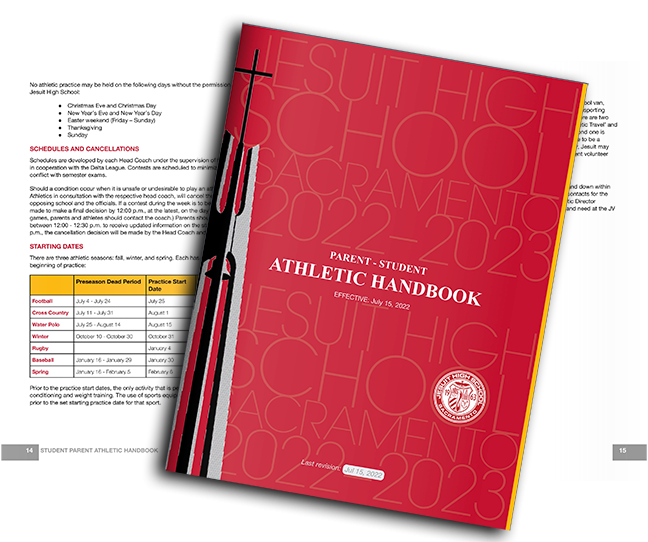 Image of handbook cover and an open spread