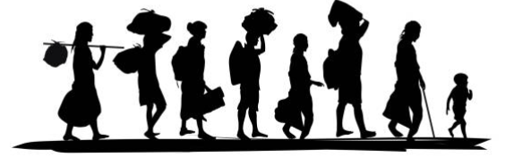 clip art of people traveling on foot