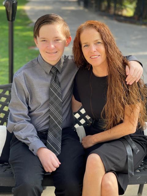 Mother and son after Mass.