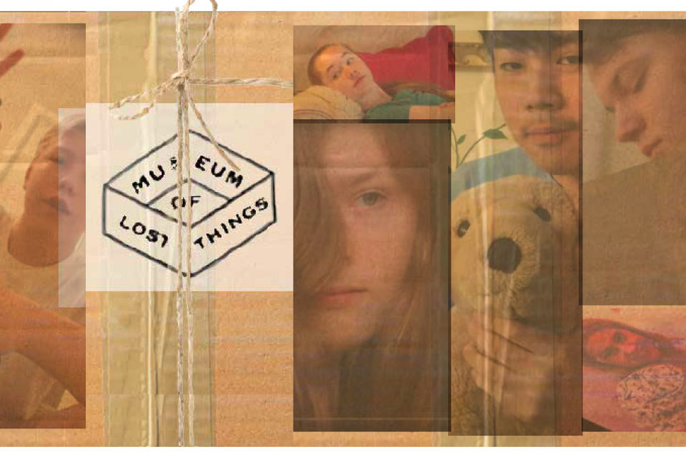 Collage of faces and clips from the play