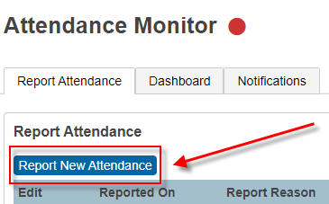 Screenshot of the Report Absence button