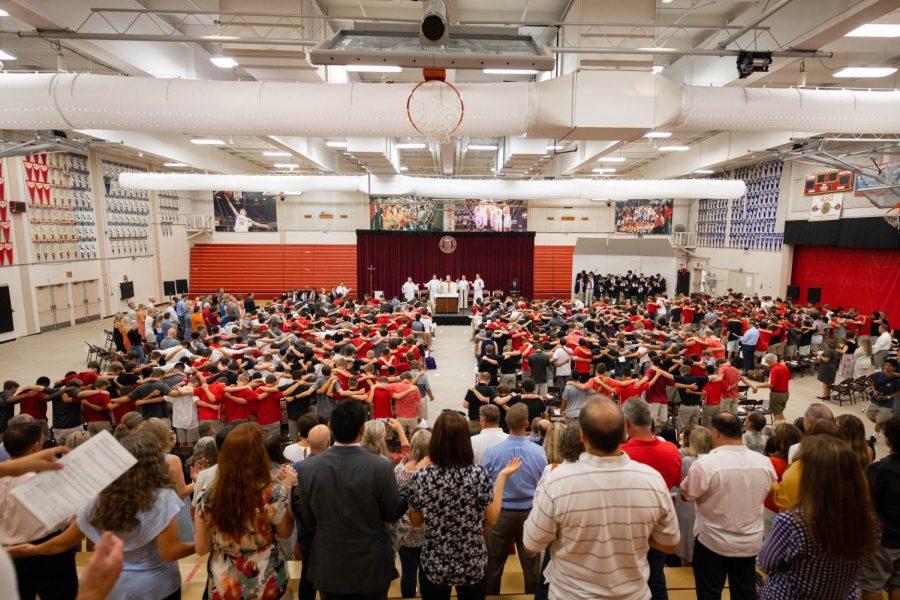View of the interior of the Fr. Barry Gymnasium at the Freshman Orientation mass for the class 2023.